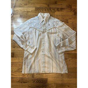 Incredible Vintage Men's 70s California Brand Western Embroidered Button Down